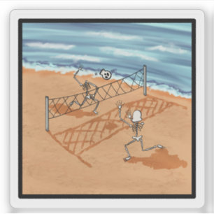 Autocollant de volley-ball de plage squelette