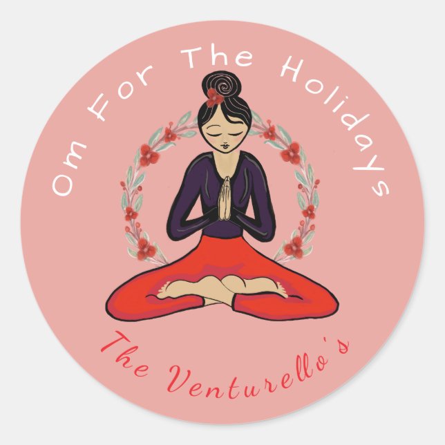 Autocollant de yoga Om pour les vacances (Devant)