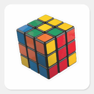 Autocollant découpé en forme de Rubik's Cube rétro