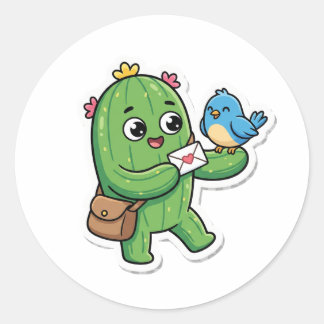 Autocollant découpé mignon de facteur de cactus he