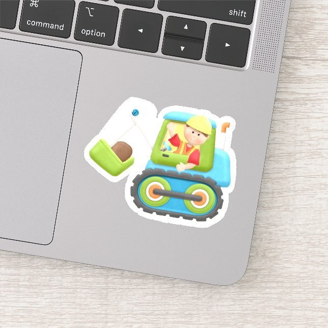 Autocollant découpé pour enfants Bulldozer de cons (Détail)