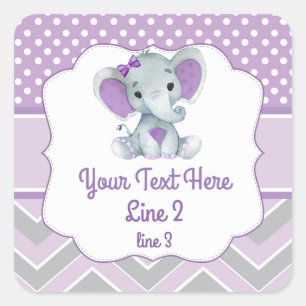 Autocollant d'éléphant personnalisé violet gris fi