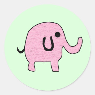 Autocollant d'éléphant rose