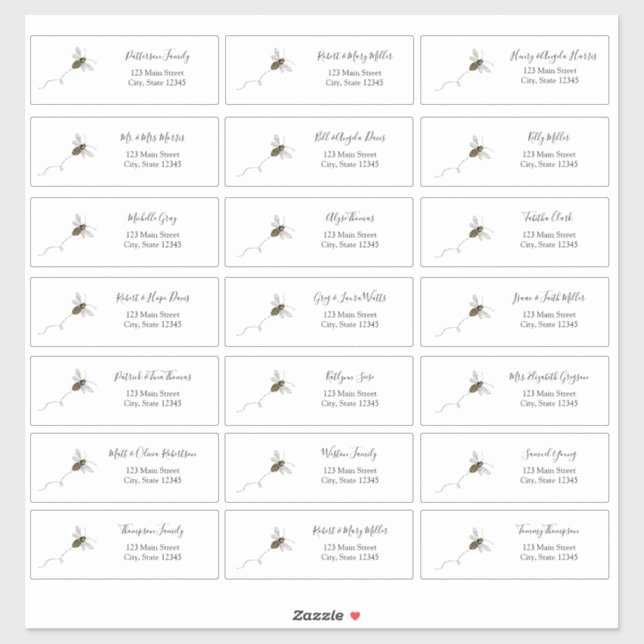 Autocollant d'enveloppe d'adresse d'abeille (Feuille)