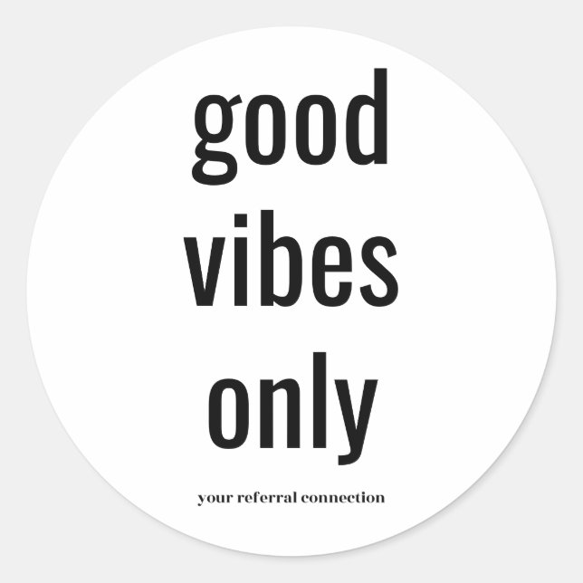 Autocollant d'enveloppe "Good Vibes Only" (B&W) (Devant)