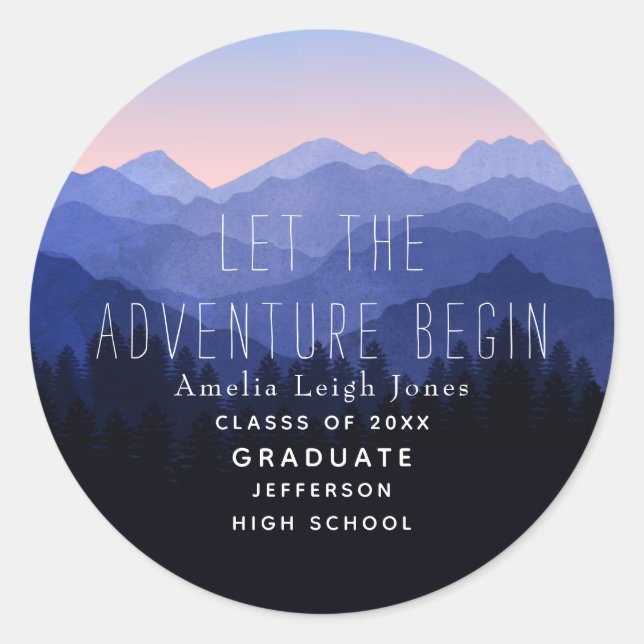 Autocollant d'enveloppes Rustique Mountain Graduat (Devant)