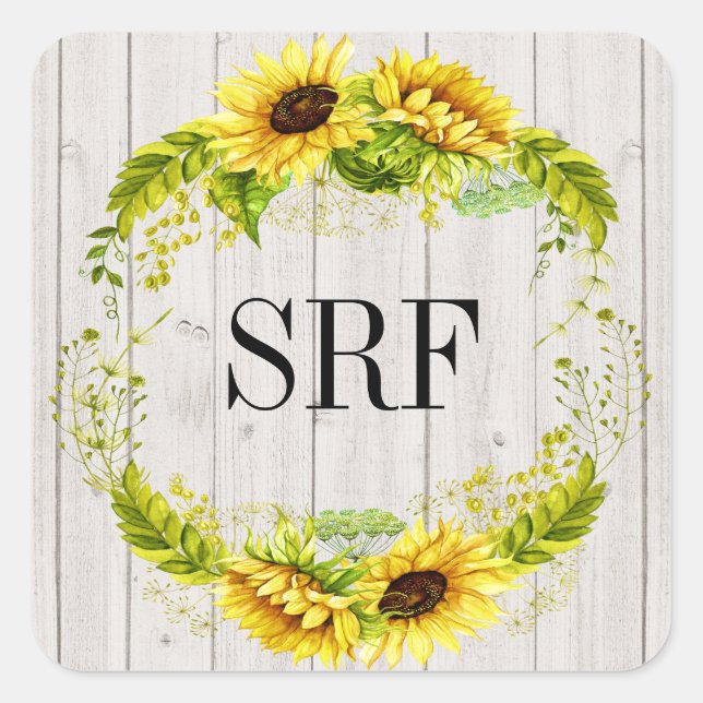 Autocollant des initiales de tournesol (Devant)