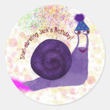 Autocollant d'escargot d'anniversaire