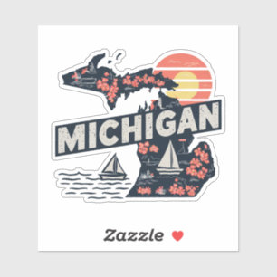 Autocollant d'état Retro Michigan