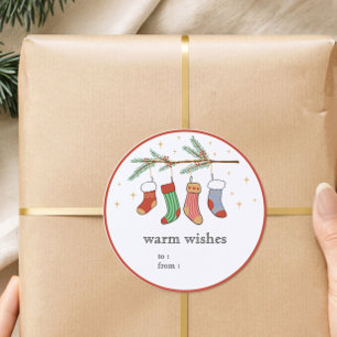 Autocollant d'étiquette de cadeau de bas de Noël d