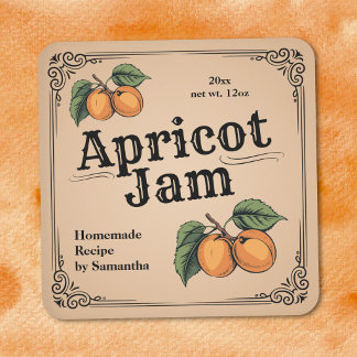 Autocollant d'étiquette de confiture d'abricot vin