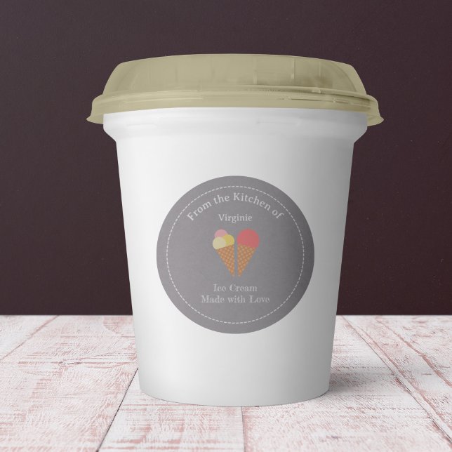 Autocollant d'étiquette de glace Kraft & Rustique (Kraft & Rustic Ice Cream Label Sticker)