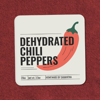 Autocollant d'étiquette de poivrons chili déshydra