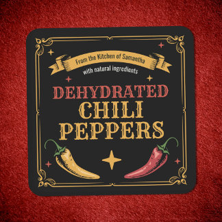 Autocollant d'étiquette de poivrons chili déshydra