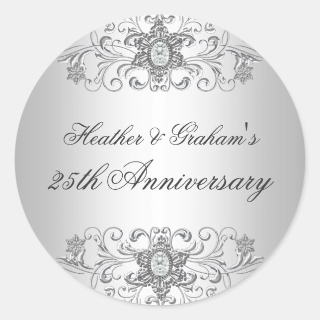 Autocollant diamant blanc argent 25e anniversaire (Devant)