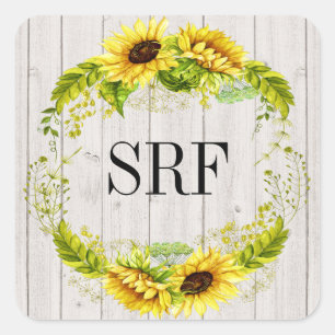 Autocollant d'initiales de tournesol