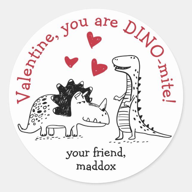 Autocollant Dinosaur Valentine (Devant)