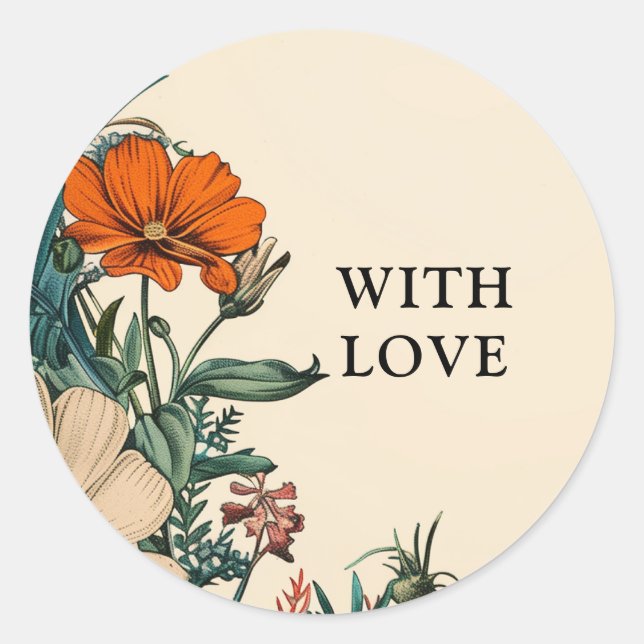 Autocollant d'invitation floral orange sarcelle vi (Devant)