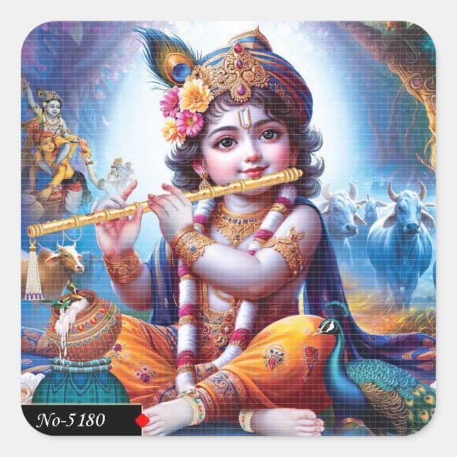Autocollant divin Lord Krishna Murali (Devant)