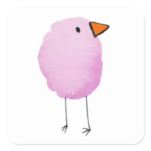 Autocollant d'oiseau à l'aquarelle rose mignon