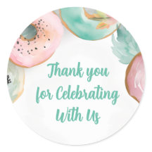 Autocollant Donut Rose Aquarelle Douce