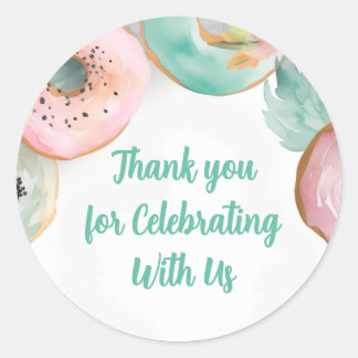 Autocollant Donut Rose Aquarelle Douce