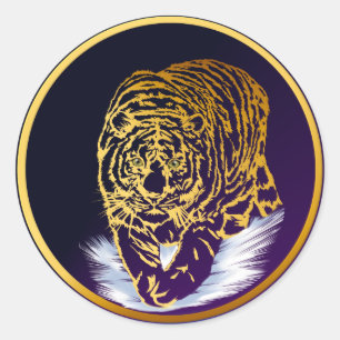 Autocollant d'or de tigre de neige