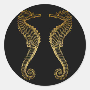 Autocollant d'or d'hippocampe