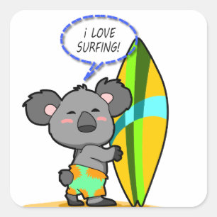 Autocollant d'ours de koala de surf