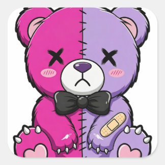 Autocollant d'ours gothique pastel mignon effrayan
