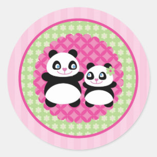 Autocollant d'ours panda de fille
