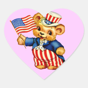 Autocollant d'ours patriotique vintage