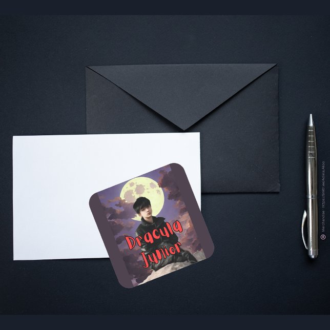 Autocollant Dracula Junior (DJ Sticker / Envelope Seal designed by Poet Adiela Akoo. Browse my store for great gift ideas & more)