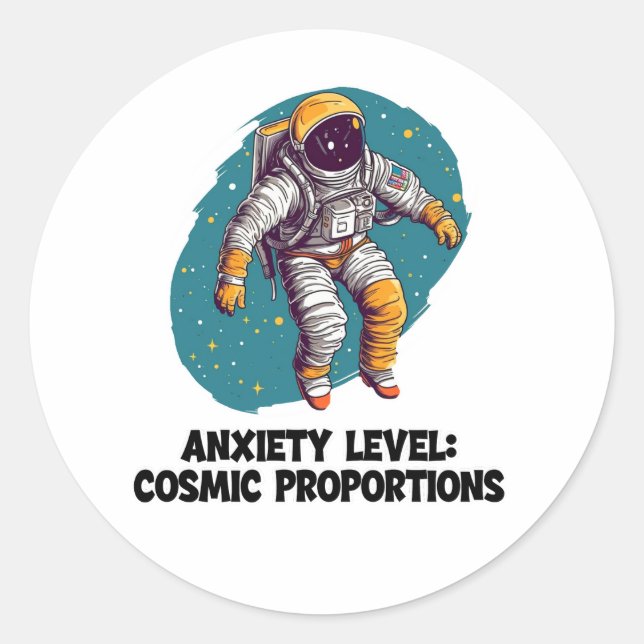 Autocollant drôle d'anxiété spatiale (Devant)
