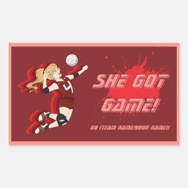 Autocollant du joueur de volley-ball féminin perso (Devant)