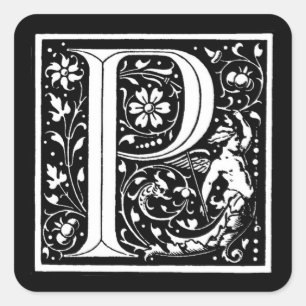 Autocollant du ` P floral vintage de monogramme' -