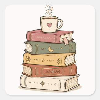 Autocollant d'une pile de livres pastel mignonne