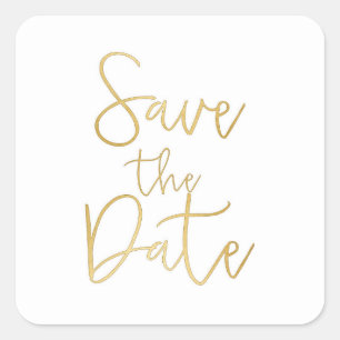 Autocollant écriture blanche et or SAVE THE DATE