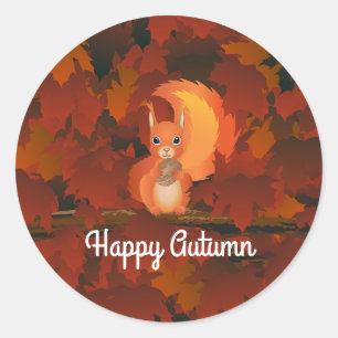 Autocollant Écureuil d'Automne Heureux