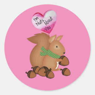 Autocollant Écureuil de la Saint-Valentin Fou de T