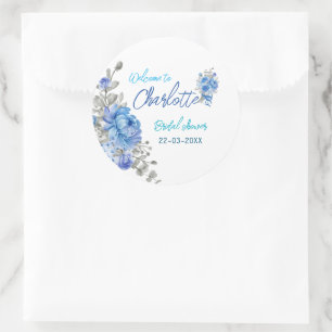 Autocollant élégant de fleurs bleues pour la douch