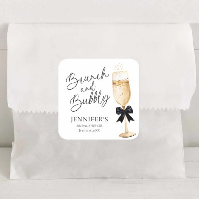 Autocollant élégant de mariage avec Champagne (Brunch and Bubbly  Champagne Favor Sticker)