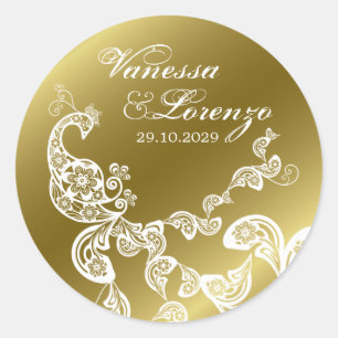 Autocollant élégant de mariage de Boho de paon