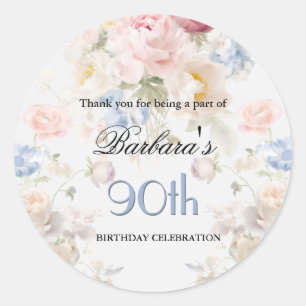 Autocollant Élégante Rose Peinte Florale 90e Anniv
