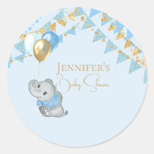 Autocollant Éléphant Bleu Cadeaux de Baby Shower