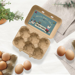 Autocollant en carton d'oeuf de poulet de ferme ru