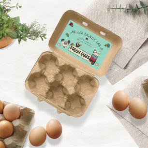 Autocollant en carton d'oeuf de poulet de ferme ru