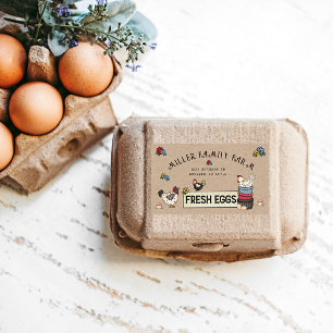 Autocollant en carton d'oeuf de poulet de ferme ru