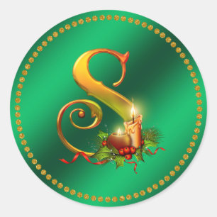 Autocollant en feuille de faux vert monogramme de
