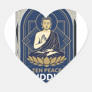Autocollant en forme de cœur Bouddha Paix Zen